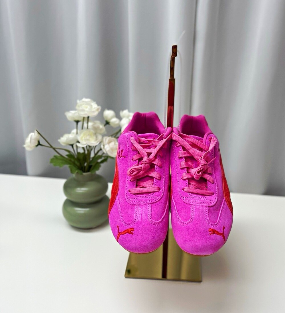 PUMA Speedcat OG Womens Pink Pixel Glowing Red Suede Sneakers 400986-56